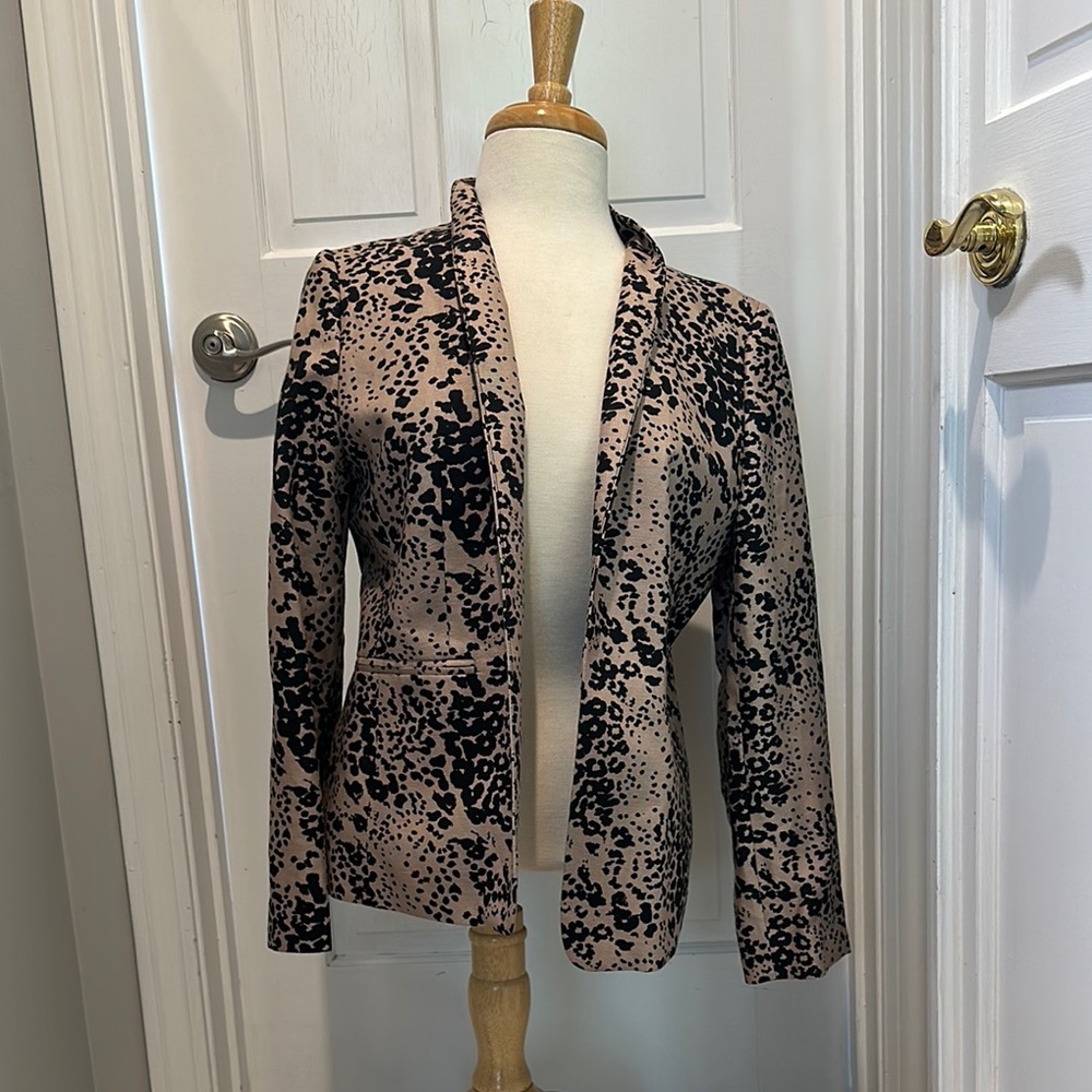 J. Crew Tan and Black Animal Print Blazer